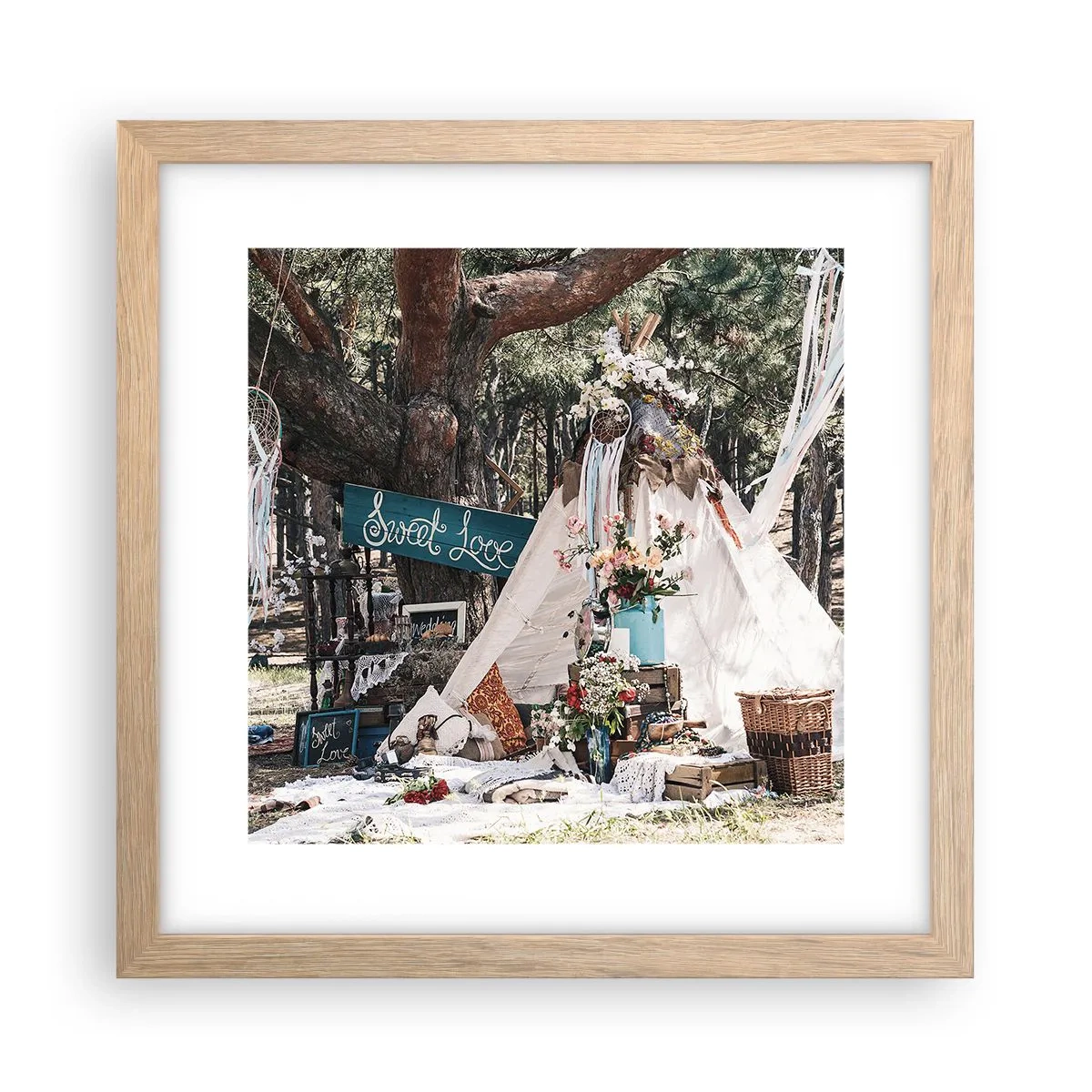 Plakat w ramie jasny dąb - Make love… - 30x30 cm