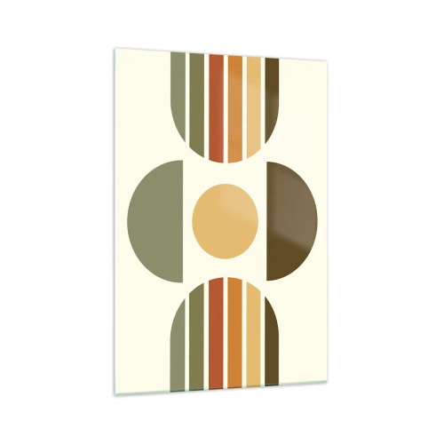 Obraz na szkle - Geometryczna kompozycja z półokręgami i paskami w odcieniach ziemi - 70x100cm - W kolorach ziemi - Nowoczesna dekoracja ścienna do salonu i sypialni ARTTOR