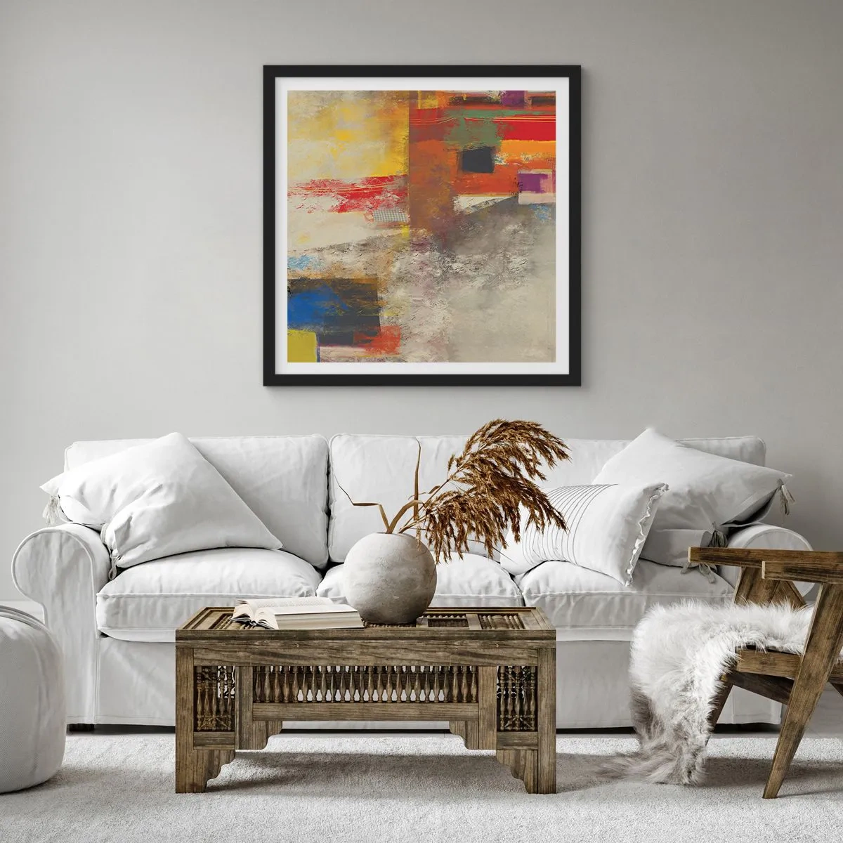 Plakat w czarnej ramie - Geometria barw - 30x30 cm