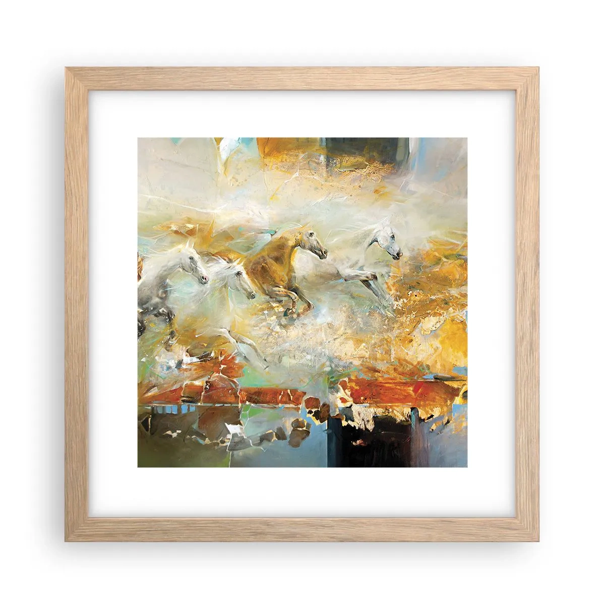 Plakat w ramie jasny dąb - Galopem przez światło - 30x30 cm