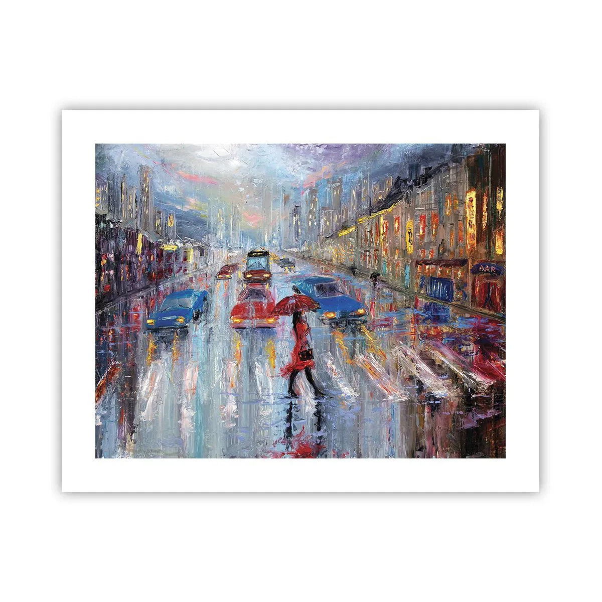 Plakat - Deszczowe popołudnie w mieście - 50x40 cm