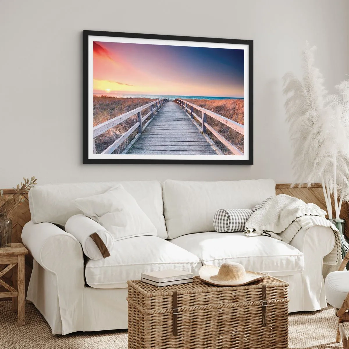 Plakat w czarnej ramie - Bałtycka wieczorna zorza - 50x40 cm