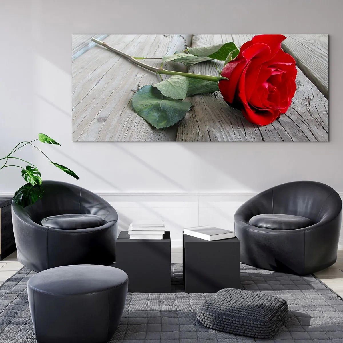 Obraz na szkle - Studium w szkarłacie - 90x30 cm