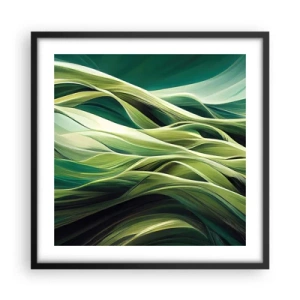 Plakat w czarnej ramie - Abstrakcyjna gra w zielone - 50x50 cm