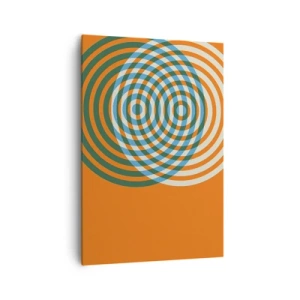 Obraz na płótnie - Koncentryczne okręgi na pomarańczowym tle - 70x100cm - Abstrakcyjna wariacja kolista - Nowoczesna dekoracja ścienna do salonu i sypialni ARTTOR