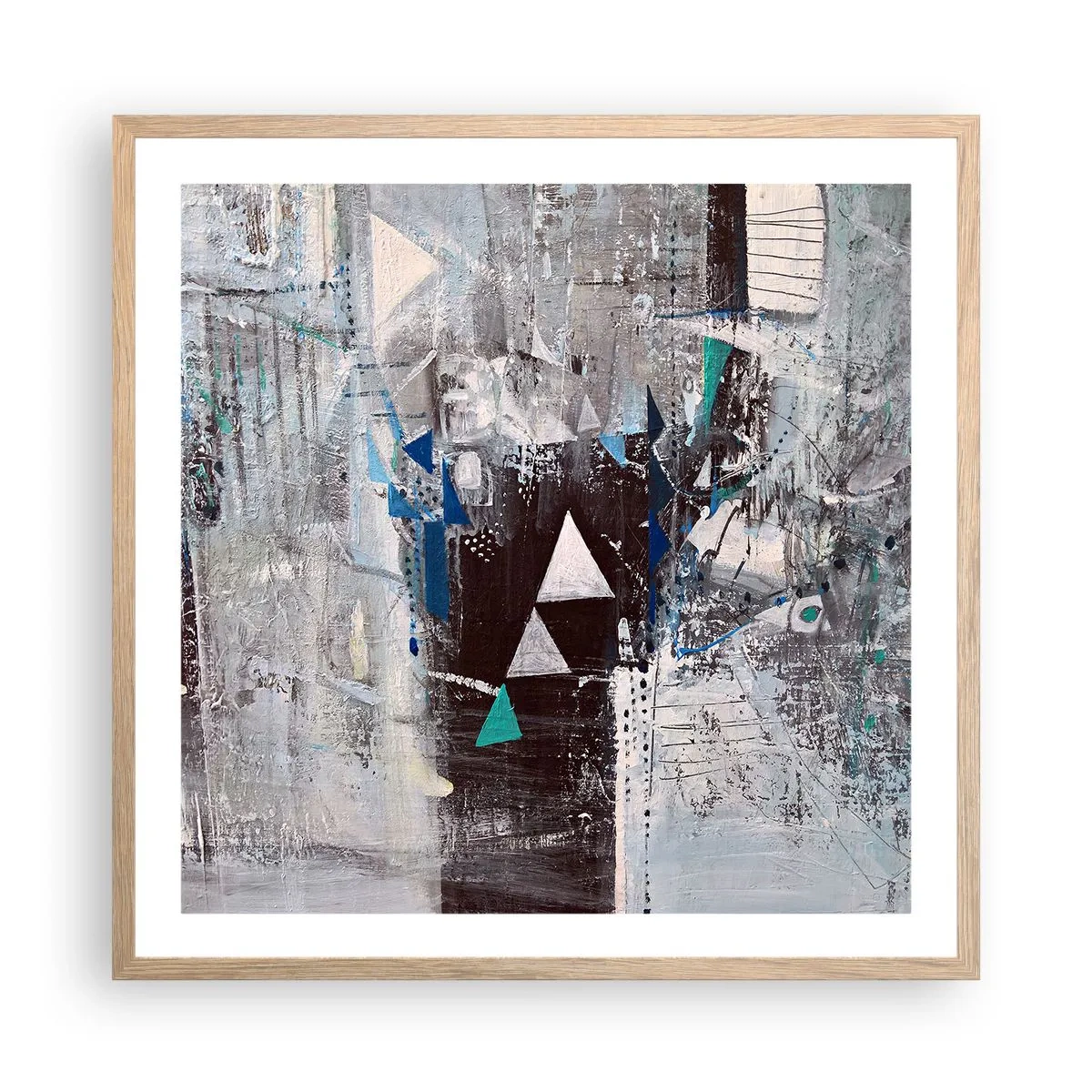 Plakat w ramie jasny dąb - Nadrzędny porządek trójkątów - 60x60 cm