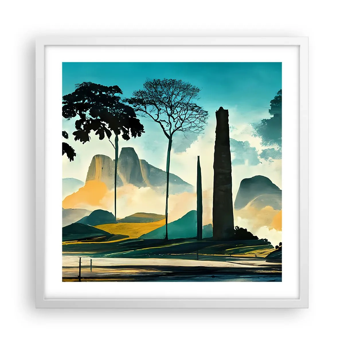 Plakat w białej ramie - Wciąż wyżej i wyżej - 50x50 cm