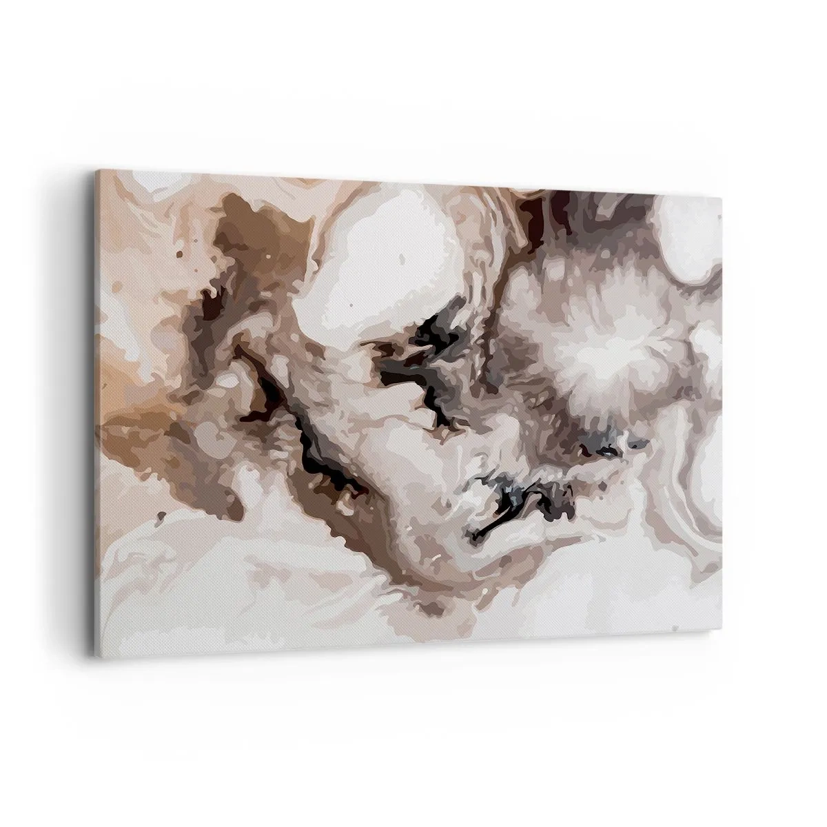 Obraz na płótnie - Abstrakcyjny wzór w odcieniach brązu i bieli - 100x70cm - Narodziny galaktyki - Nowoczesna dekoracja ścienna do salonu, kuchni i sypialni ARTTOR
