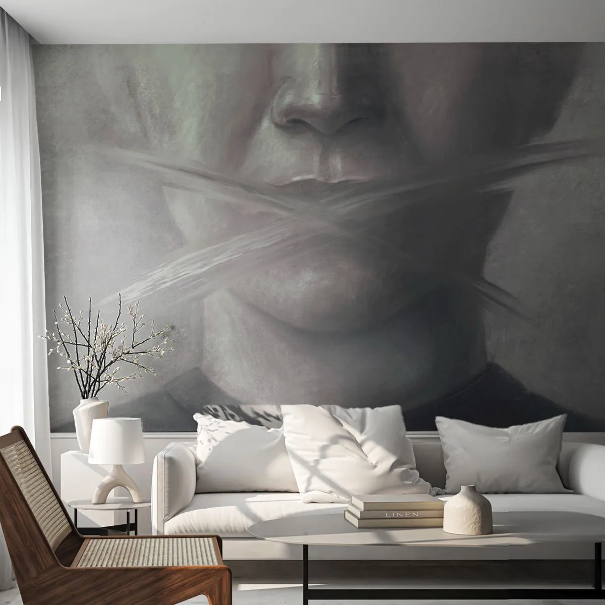 Fototapeta Premium Sand - Ani słowa - Abstrakcja, Grafika, Twarz - 450x315 cm