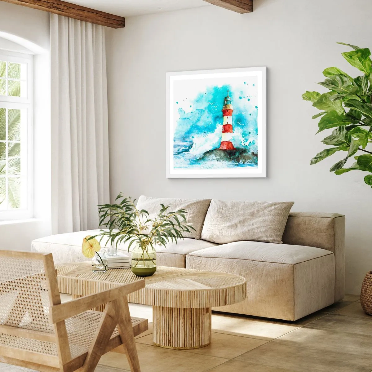 Plakat w białej ramie - Jedność żywiołów - 50x50 cm