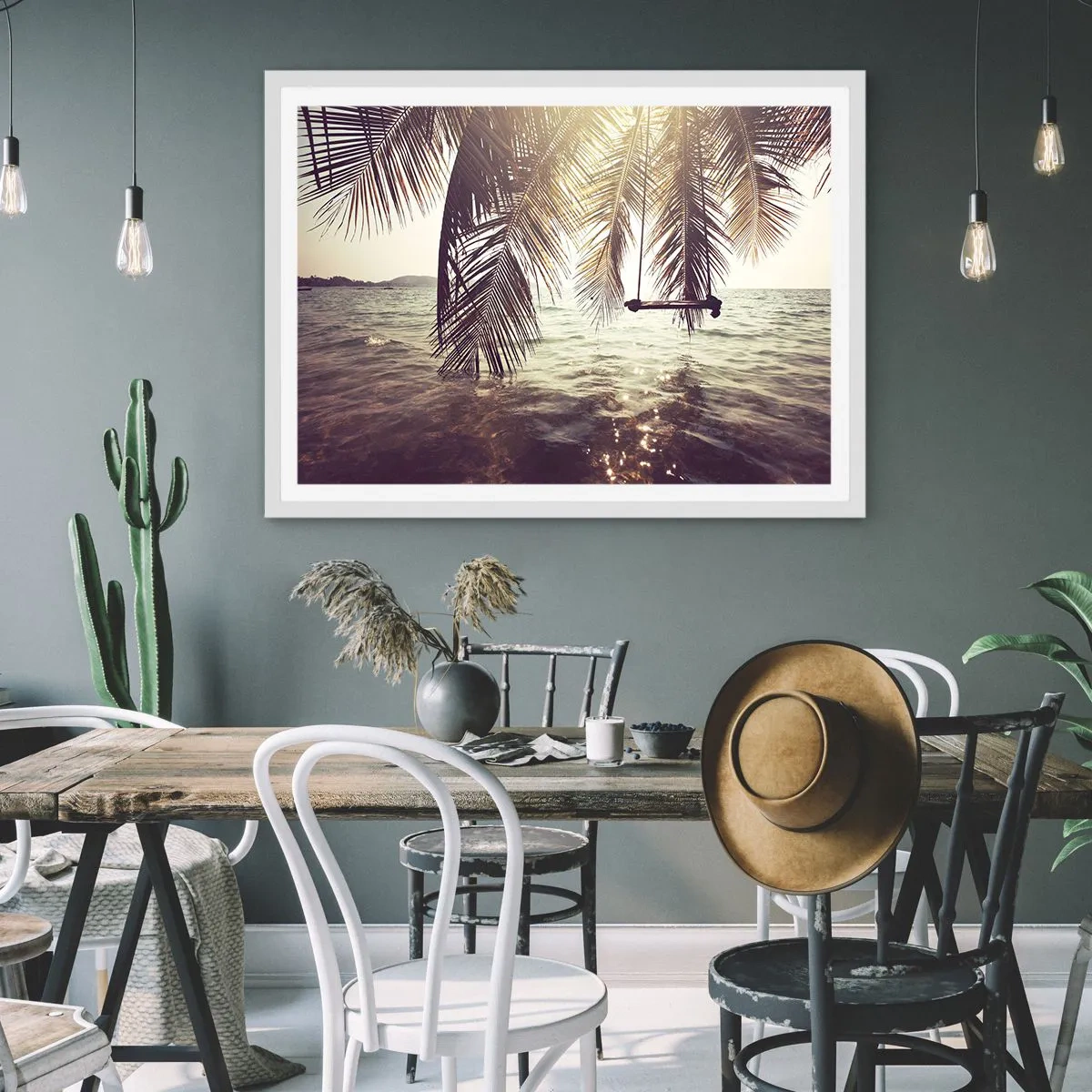 Plakat w białej ramie - Można bujać w obłokach do woli - 100x70 cm