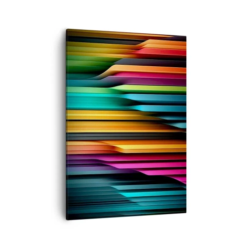 Obraz na płótnie - Abstrakcyjne kolorowe warstwy układające się w geometryczny wzór - 50x70cm - Świetlne organy - Nowoczesna dekoracja ścienna do salonu, kuchni i sypialni ARTTOR