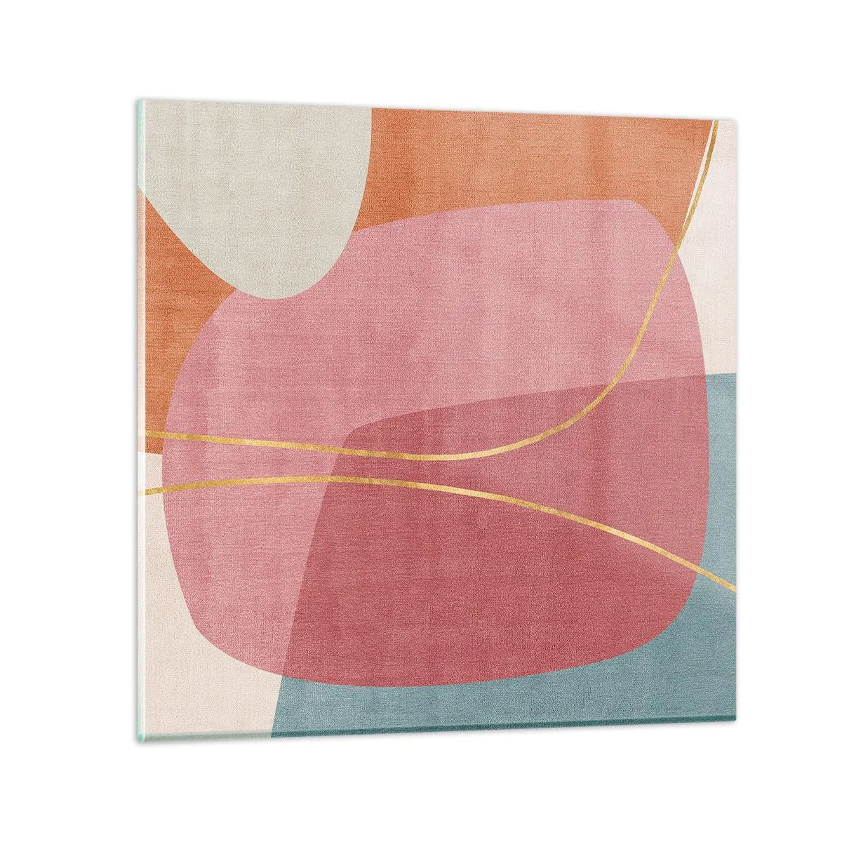 Obraz na szkle - Pastelowa kompozycja z nicią złota - 60x60 cm
