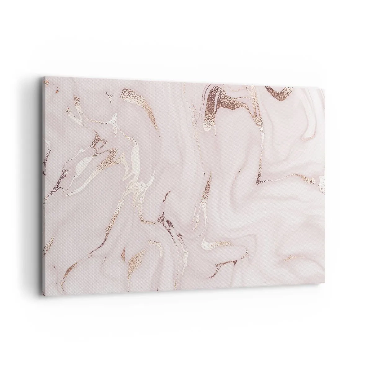 Obraz na płótnie - Elegancka abstrakcja w odcieniach różu i złota - 120x80cm - W różowym szale - Nowoczesna dekoracja ścienna do salonu, kuchni i sypialni ARTTOR