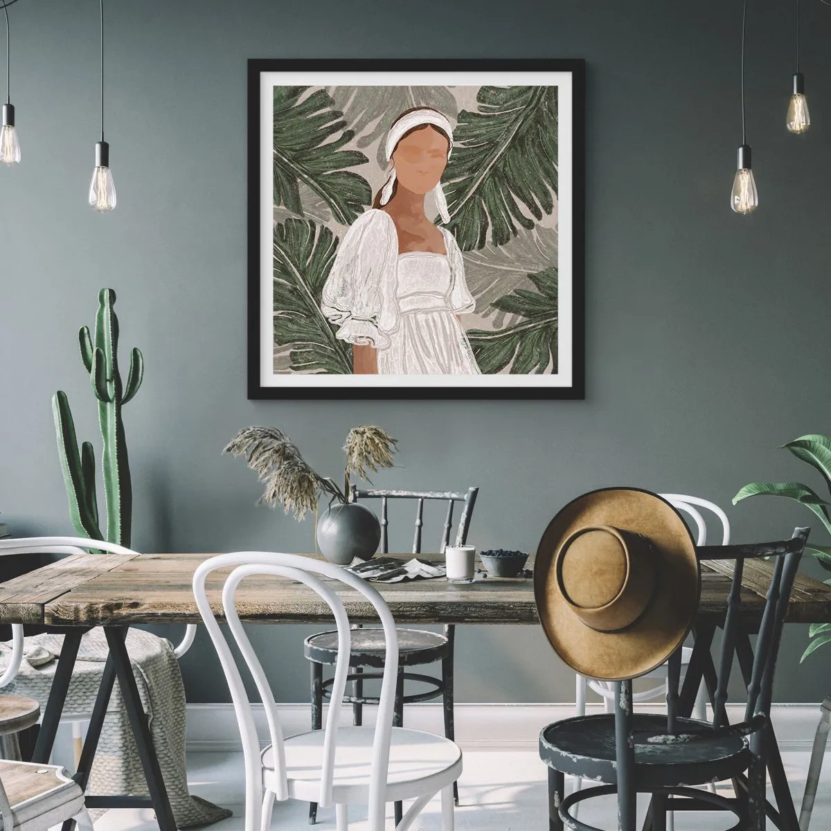Plakat w czarnej ramie - Portret egzotyczny - 40x40 cm