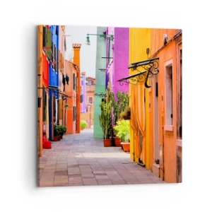 Obraz na płótnie - Tęczowy zaułek - 70x70 cm