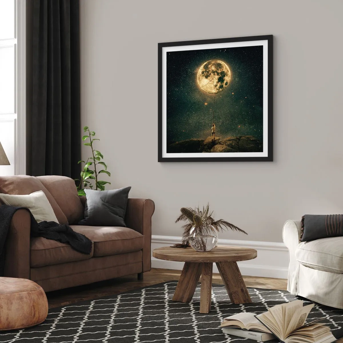 Plakat w czarnej ramie - Jeden taki, co ukradł Księżyc - 30x30 cm