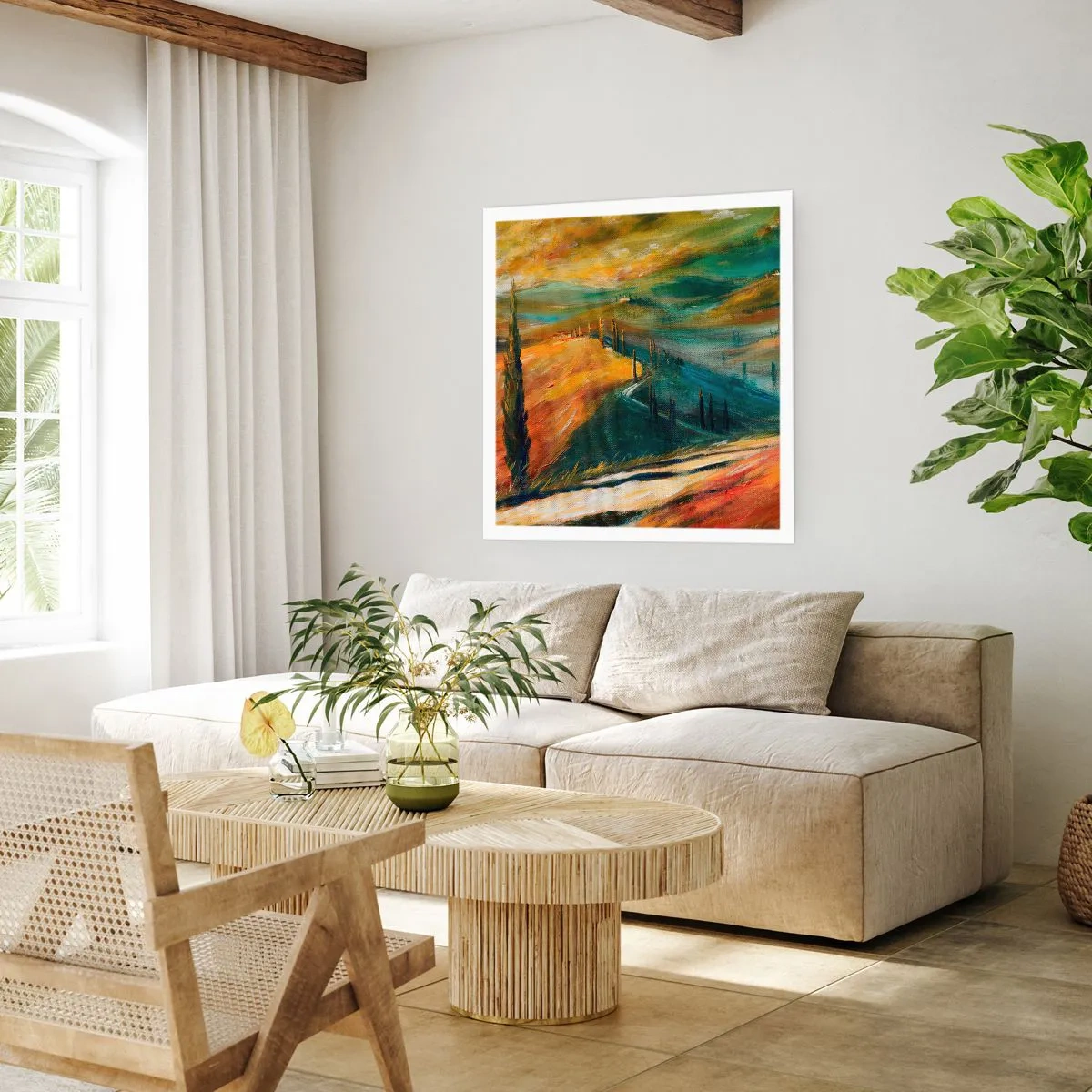 Plakat - Toskański pejzaż - 60x60 cm