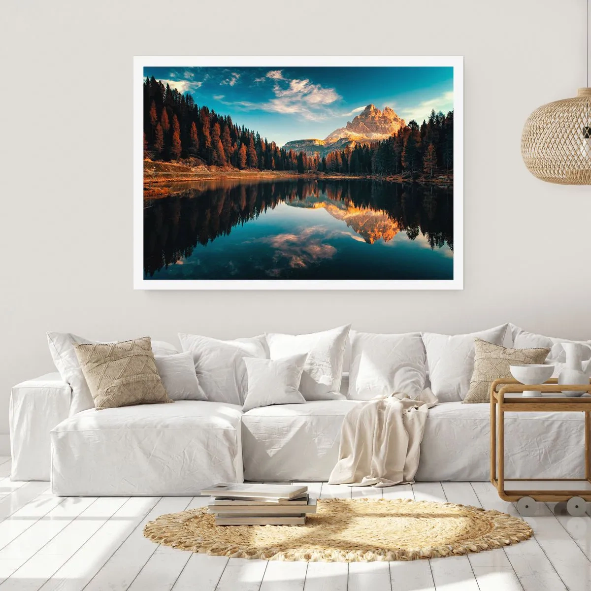 Plakat - Górski krajobraz z jeziorem i lasem - 100x70cm - Pejzaż podwójny - Nowoczesna dekoracja ścienna do salonu i sypialni ARTTOR