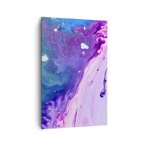 Obraz na płótnie - Abstrakcja w kolorach fioletu i turkusu inspirowana kontrastami - 80x120cm - Yin i yang - Nowoczesna dekoracja ścienna do salonu i sypialni ARTTOR