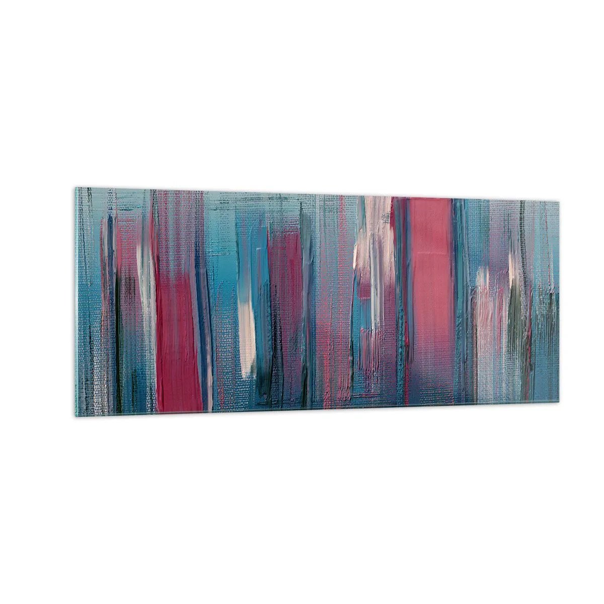 Obraz na szkle - Kompozycja wertykalna w błękicie i czerwieni - 100x40 cm