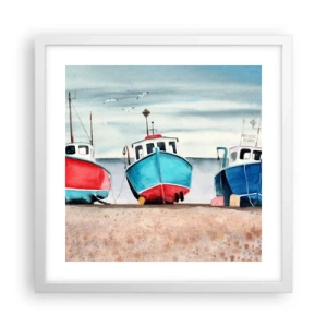 Plakat w białej ramie - Gotowe na połów - 40x40 cm