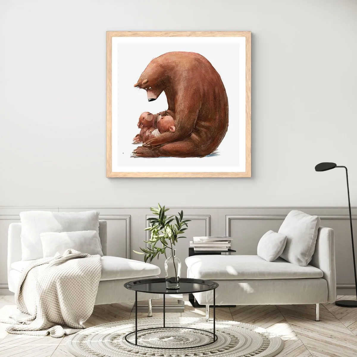 Plakat w ramie jasny dąb - Słodkich snów, dzieciaki - 30x30 cm