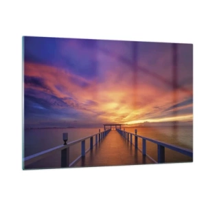 Obraz na szkle - Pomost na tle zachodu słońca - 120x80cm - Bez końca - Nowoczesna dekoracja ścienna do salonu, kuchni i sypialni ARTTOR