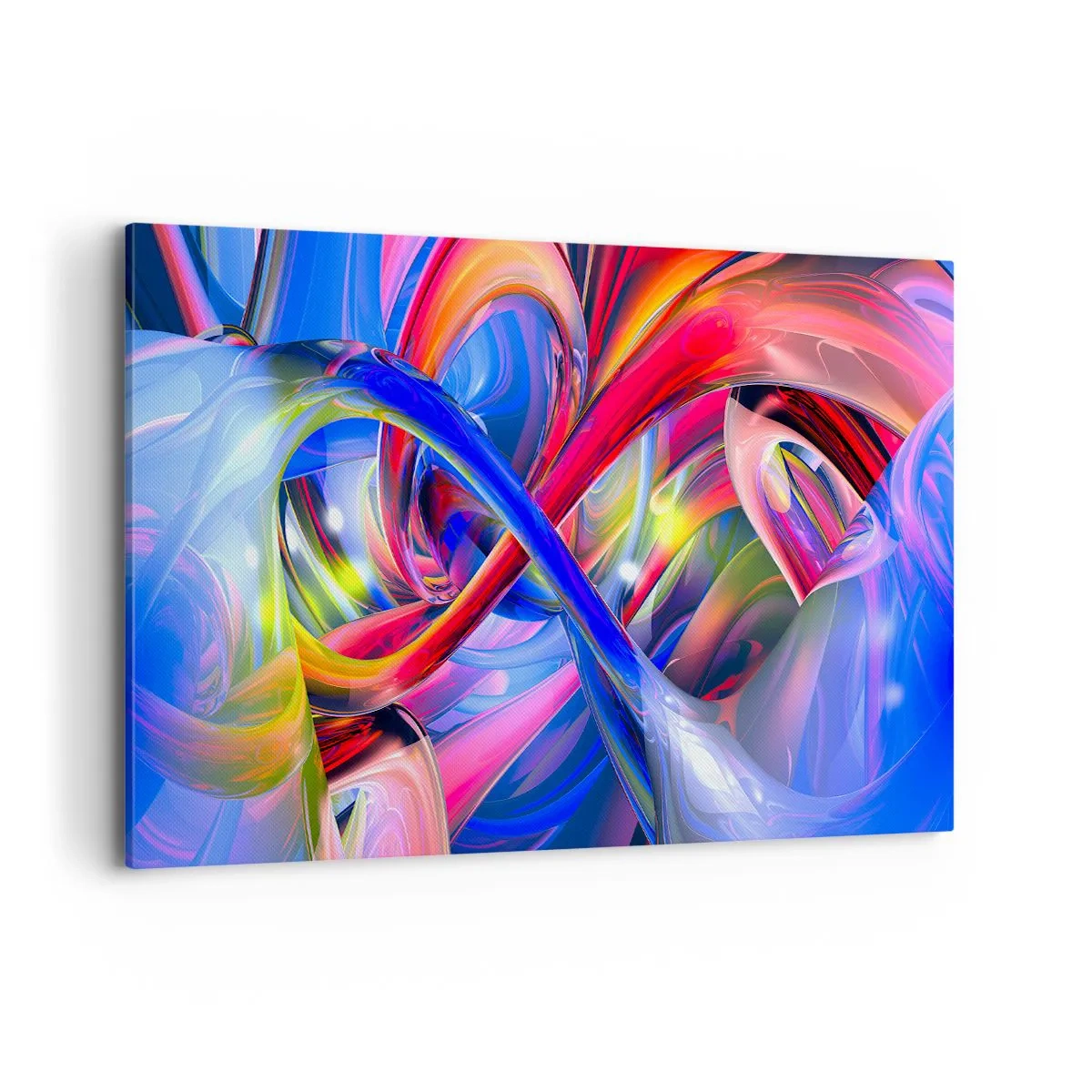 Obraz na płótnie - Abstrakcyjne, kolorowe kompozycje geometryczne w dynamicznych kształtach - 120x80cm - Taniec barw - Nowoczesna dekoracja ścienna do salonu, kuchni i sypialni ARTTOR