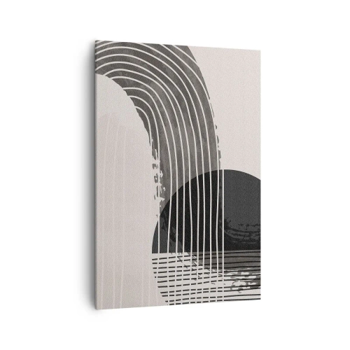 Obraz na płótnie - Abstrakcyjny wzór z liniami i geometrycznymi kształtami - 70x100cm - Tam i z powrotem - Nowoczesna dekoracja ścienna do salonu i sypialni ARTTOR