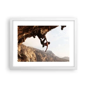 Plakat w białej ramie - Świat skurczony w garści na obrywie głazu - 40x30 cm