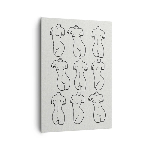 Obraz na płótnie - Minimalistyczna grafika przedstawiająca nagie kobiece sylwetki - 70x100cm - Tylko Wenus - Nowoczesna dekoracja ścienna do salonu i sypialni ARTTOR