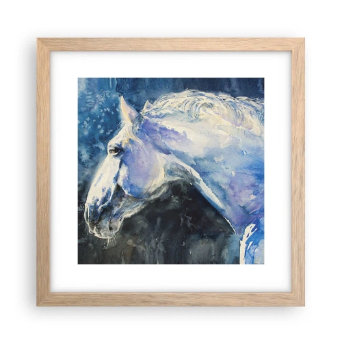 Plakat w ramie jasny dąb - Portret w błękitnej poświacie - 30x30 cm