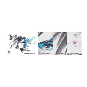 Fototapeta Próbka Premium Canvas - Portret zmysłowy w szarości i błękicie - Kobieta, Twarz Kobiety, Abstrakcja - 100x30 cm