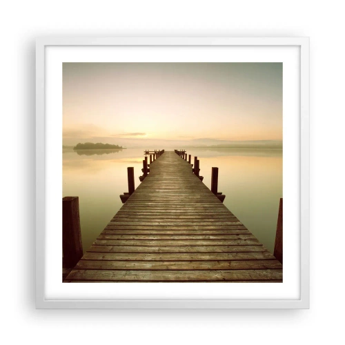 Plakat w białej ramie - Przedświt, świtanie, światło - 50x50 cm