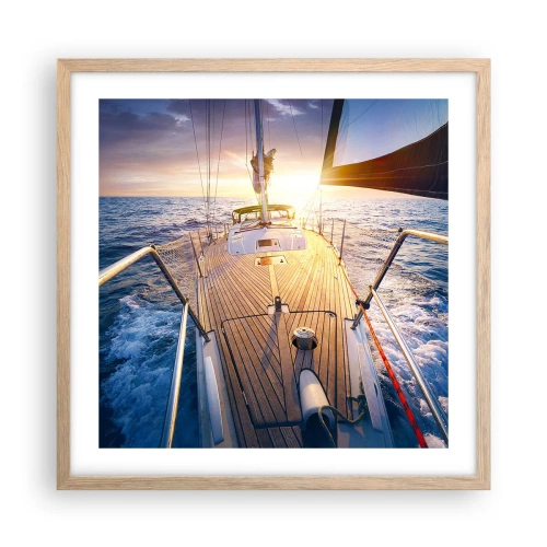 Plakat w ramie jasny dąb - Biegnąca po falach - 50x50 cm