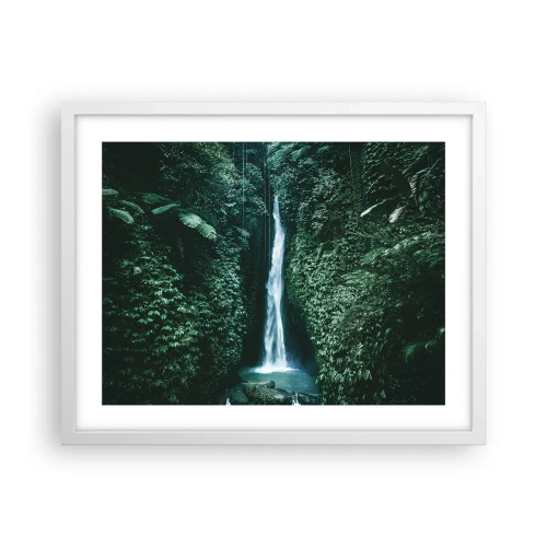 Plakat w białej ramie - Tropikalny zdrój - 50x40 cm