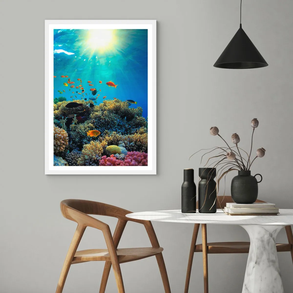 Plakat w białej ramie - Podwodne skarby - 40x50 cm