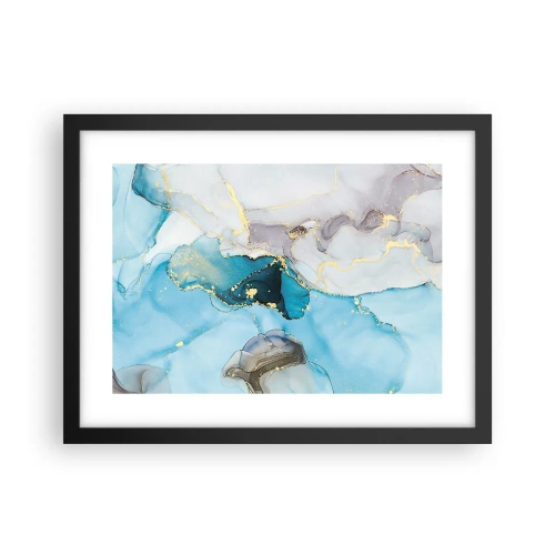 Plakat w czarnej ramie - Studium spotkania szarości z turkusem - 40x30 cm