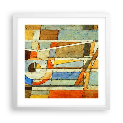 Plakat w białej ramie - Kubizm na budowie - 40x40 cm