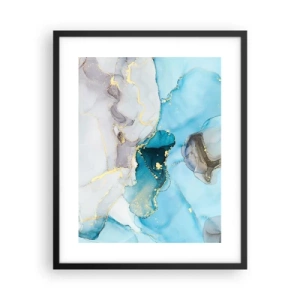 Plakat w czarnej ramie - Studium spotkania szarości z turkusem - 40x50 cm