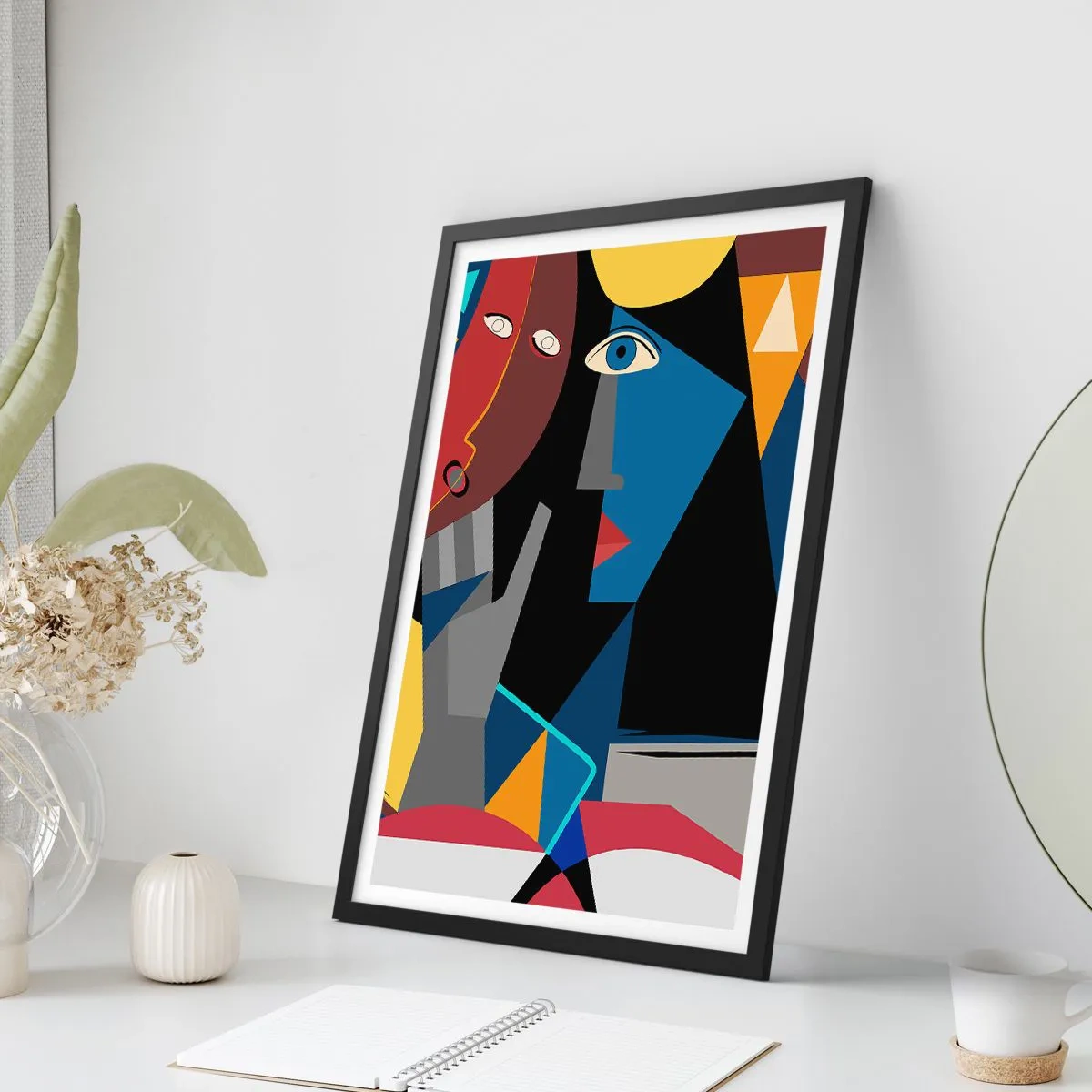 Plakat w czarnej ramie - Rozmowa kubistów - 61x91 cm