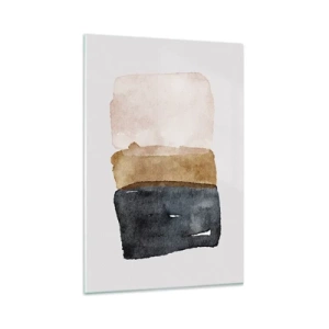Obraz na szkle - Minimalistyczna kompozycja trzech prostokątów w ziemistych odcieniach - 80x120cm - Kompozycja barw ziemi - Nowoczesna dekoracja ścienna do salonu i sypialni ARTTOR