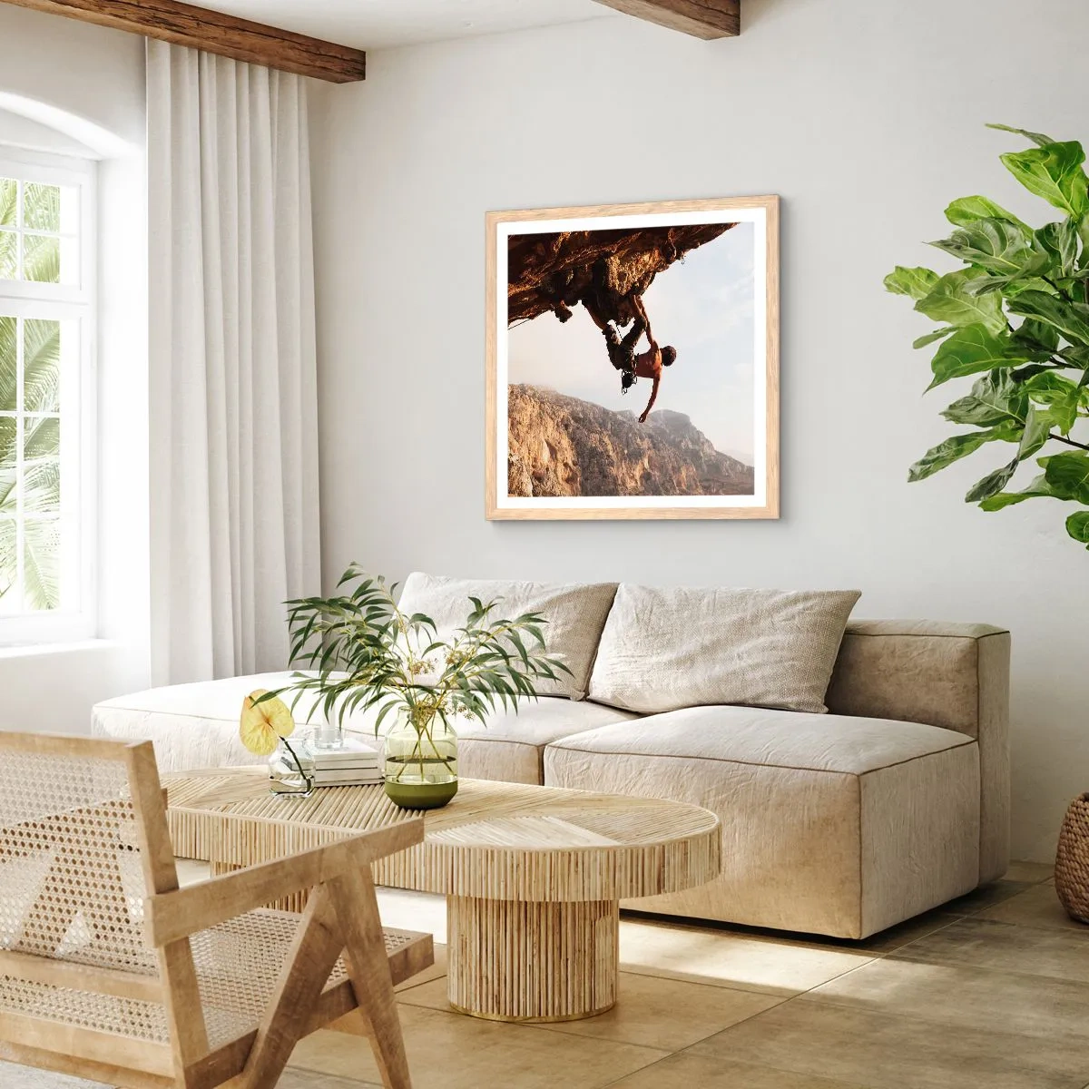 Plakat w ramie jasny dąb - Świat skurczony w garści na obrywie głazu - 50x50 cm