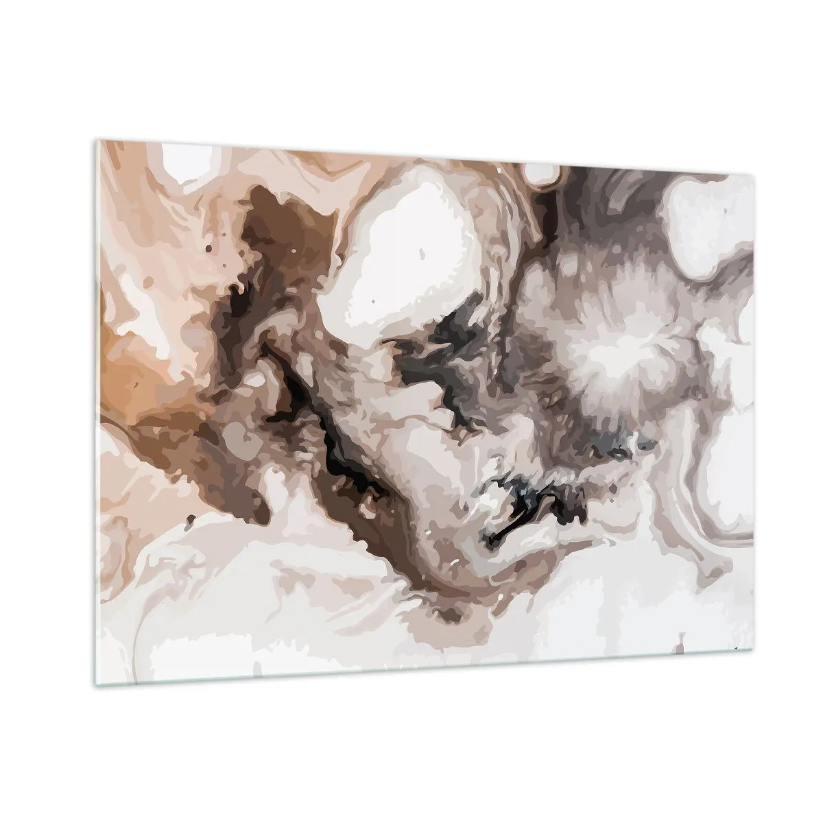 Obraz na szkle - Abstrakcyjny wzór w odcieniach brązu, beżu i bieli - 100x70cm - Narodziny galaktyki - Nowoczesna dekoracja ścienna do salonu, kuchni i sypialni ARTTOR