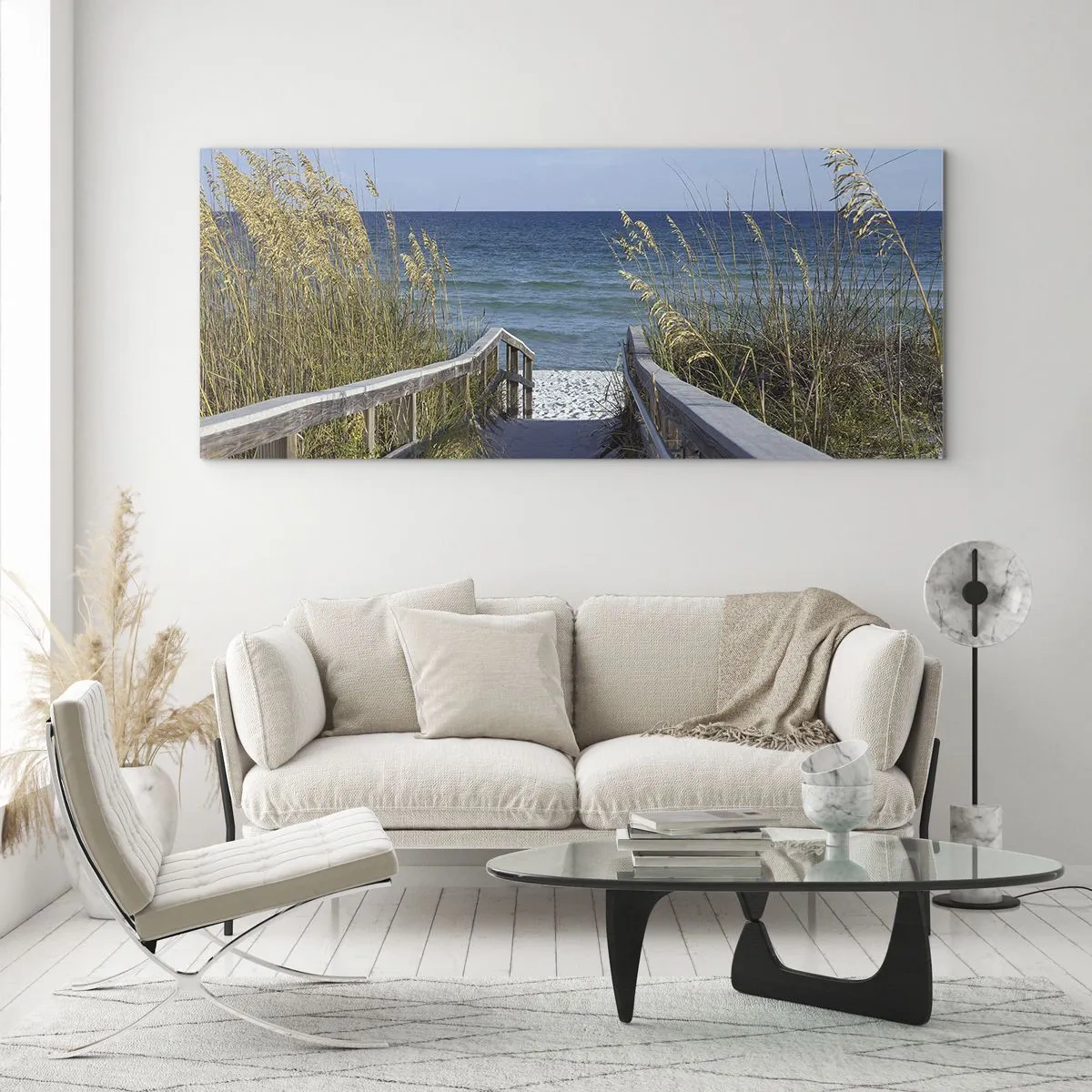 Obraz na szkle - Ścieżka na plażę z widokiem na morze - 160x50cm - W słońcu, na wietrze - Nowoczesna dekoracja ścienna do salonu i sypialni ARTTOR