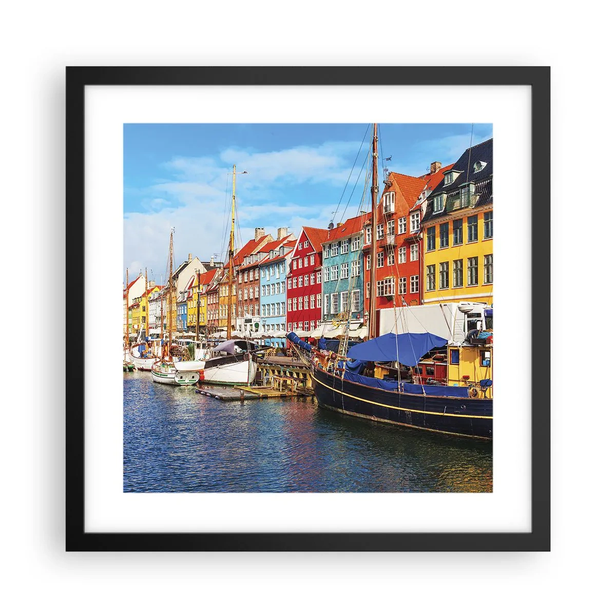 Plakat w czarnej ramie - Radosne nabrzeże - 40x40 cm