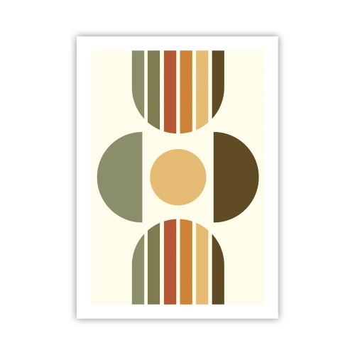 Plakat - Abstrakcyjny geometryczny wzór w odcieniach ziemi z kołem i półkolami - 50x70cm - W kolorach ziemi - Nowoczesna dekoracja ścienna do salonu, kuchni i sypialni ARTTOR