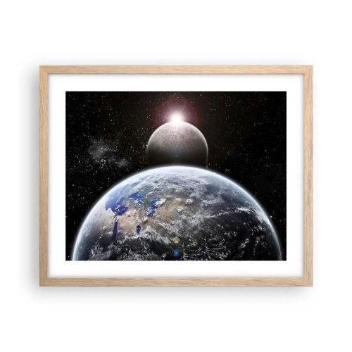 Plakat w ramie jasny dąb - Pejzaż kosmiczny - wschód słońca - 50x40 cm