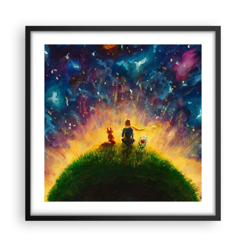 Plakat w czarnej ramie - Miłość i przyjaźń - cały świat - 50x50 cm